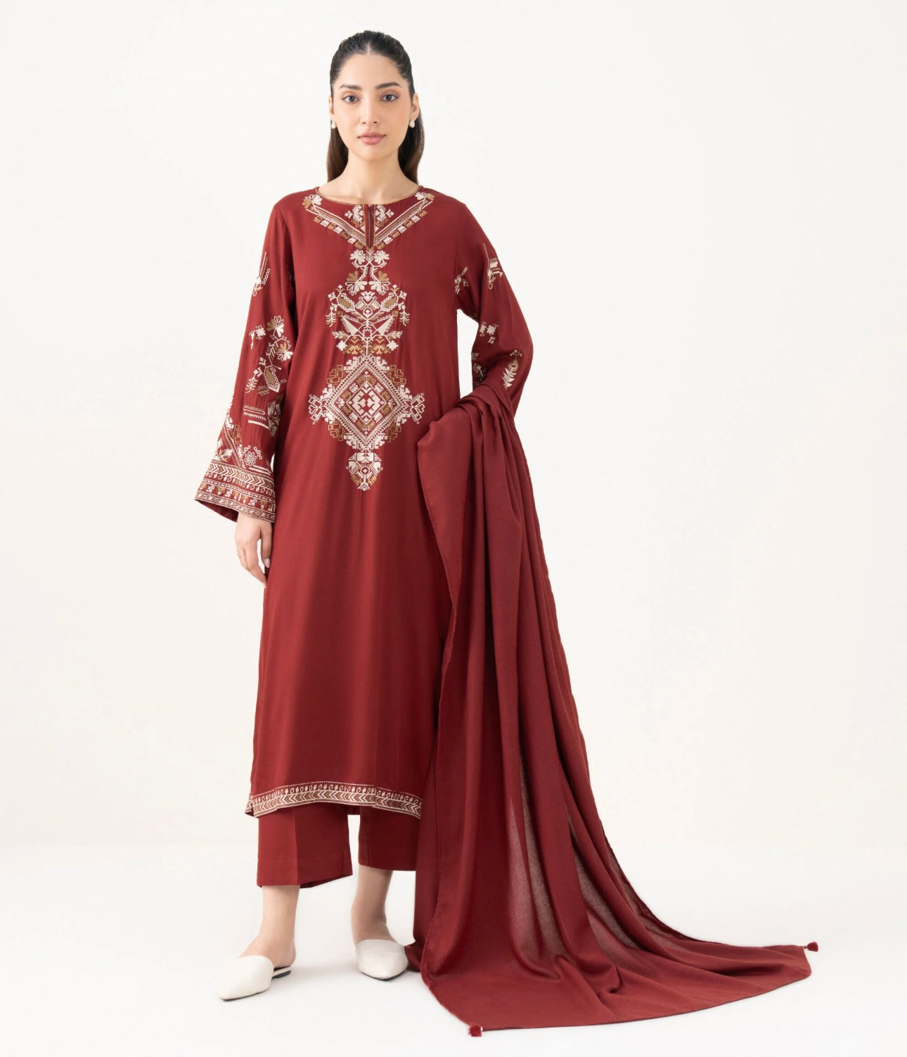 Eshal - 3pc Embroidred Suit - Premium Fabric