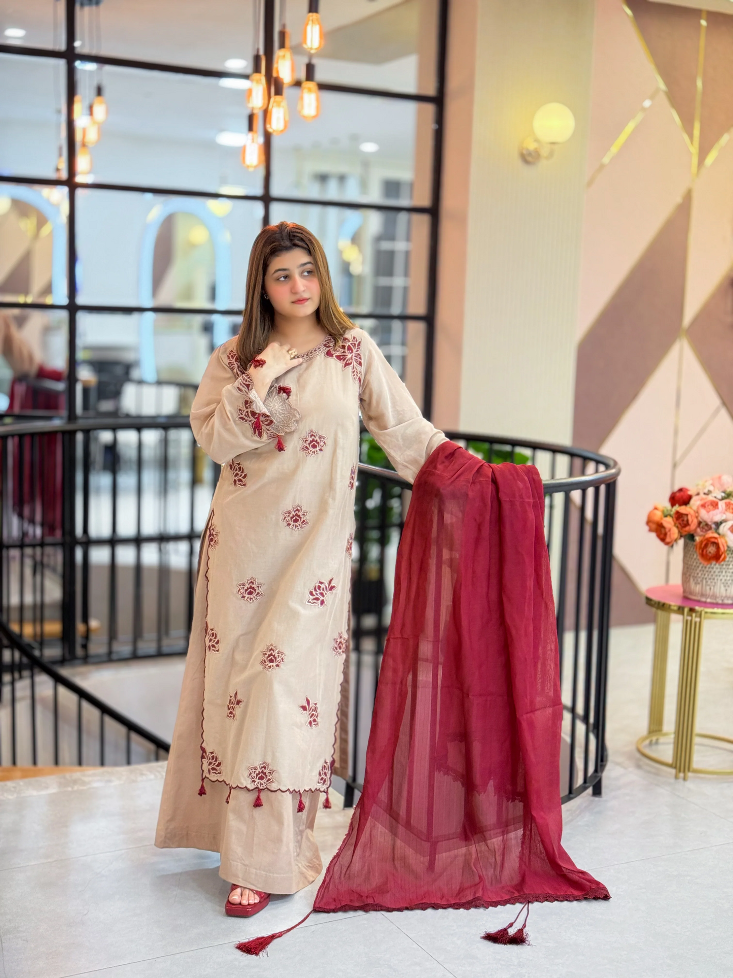 Crimson Bloom 3pc Suit